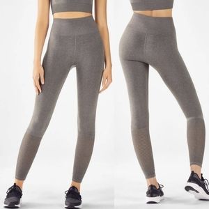 Fabletics Gray High Waist Perforated Leggings Large